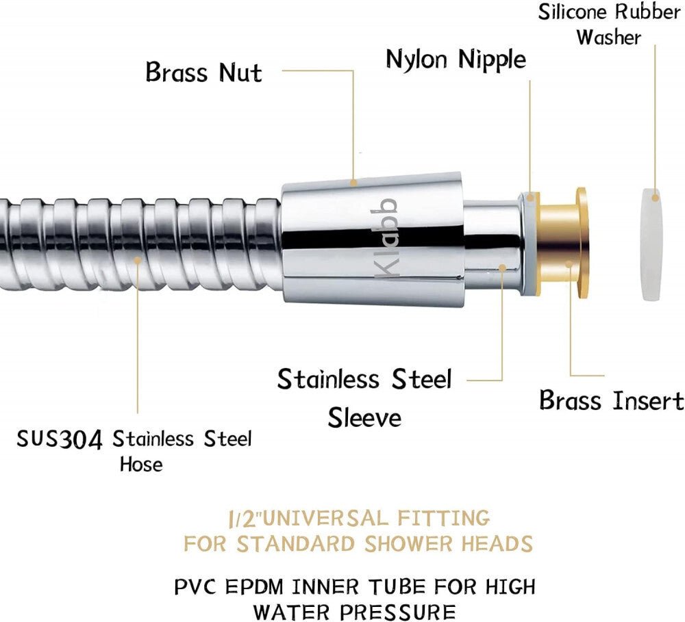 Zuhanycső 1,5 m – Univerzális, Tartós és Hajlékony Csere Cső Zuhanyfejhez - BShopy