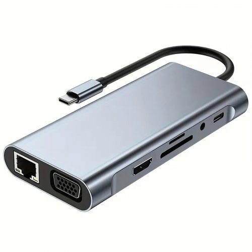 Šedý adaptér USB-C 10 v 1