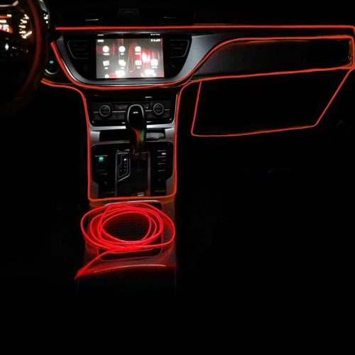 OneLED Car LED vlákno, řezací LED světlo, Dekorativní světelný pásek, Nabíjecí zapalovač cigaret 2m (červený)