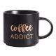 Keramický hrnek s nápisem "Coffee ADDICT" 410ml (černý, se zlatým nápisem)