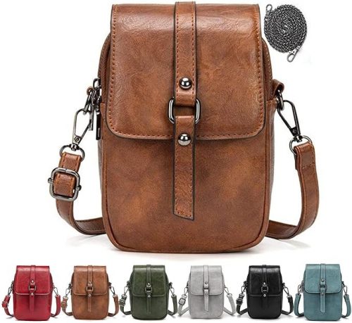 Dámská vintage kožená crossbody kabelka Haiwill (hnědá)