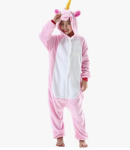 Onesie Zvířecí kostým Jednorožec 140 cm (růžový)