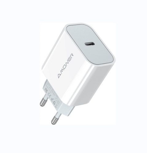 Amoner USB-C 20W síťový adaptér pro rychlé nabíjení (bílý)