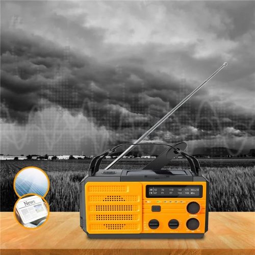 Nouzové žluté meteorologické rádio s baterkou