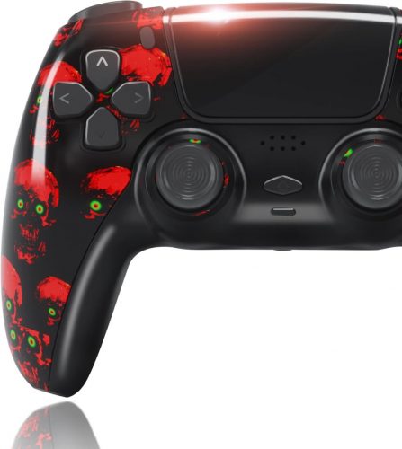 BPlay PS4 kompatibilní ovladač, dálkový joystick s duálními vibracemi, audio konektor a nabíječka (Red Skulls)